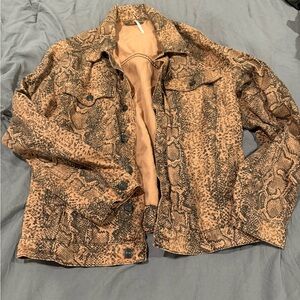 Free People Snakeskin denim jacket